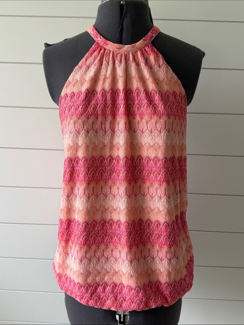 Boston Proper Pink & Peach Crochet Halter Top size medium